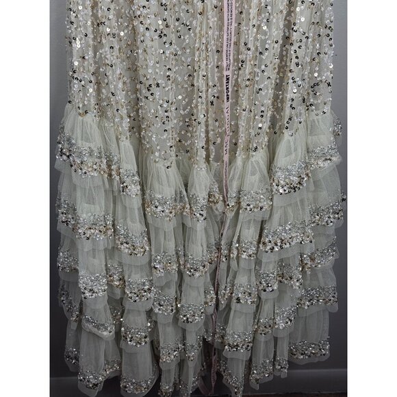 NWT MAC DUGGAL 10883 Embellished Scoop Neck Tiered Gown Champagne Size 6 - Picture 12 of 12